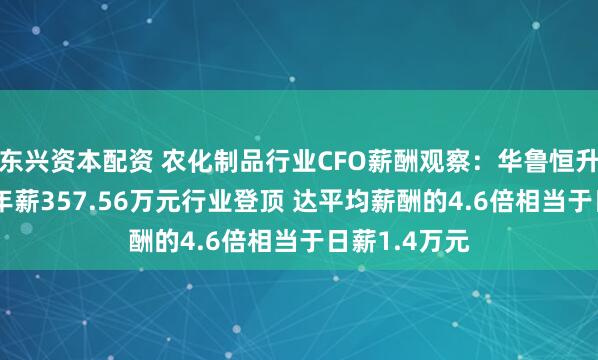 东兴资本配资 农化制品行业CFO薪酬观察：华鲁恒升CFO高景宏年薪357.56万元行业登顶 达平均薪酬的4.6倍相当于日薪1.4万元